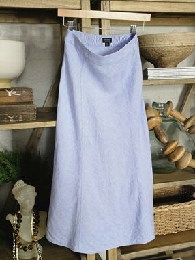 J.Crew Linen Baird McNutt Irish Linen Slip Skirt in Blue Chambray Sz 00 NWOT